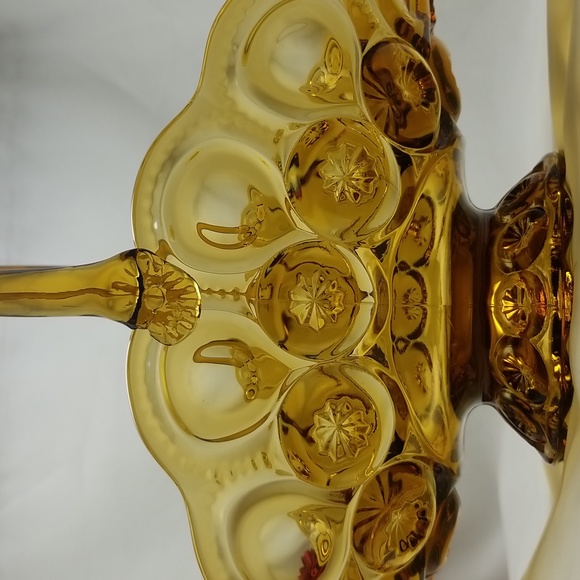 L.E. Smith Moon & Stars Amber Glass Basket - Picture 14 of 16